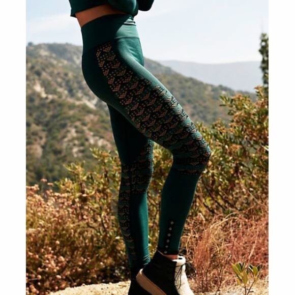 Free People FP Movement Sierra Seamless Mesh Leggings in Forest Green - Picture 1 of 8